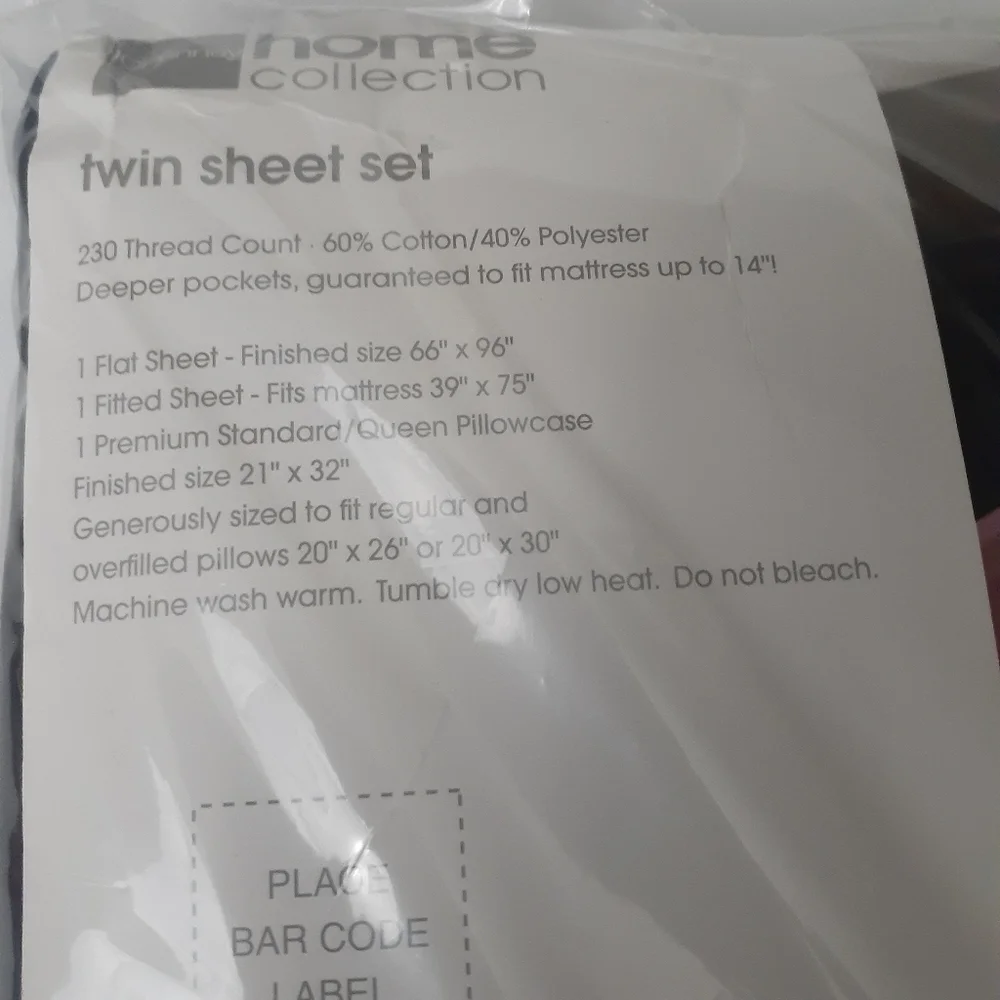 JCPenney Home Collection 230C Black Twin Sheet Set